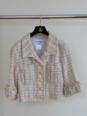 Chanel 2013 resort/cruise runway multicolored tweed jacket size 38